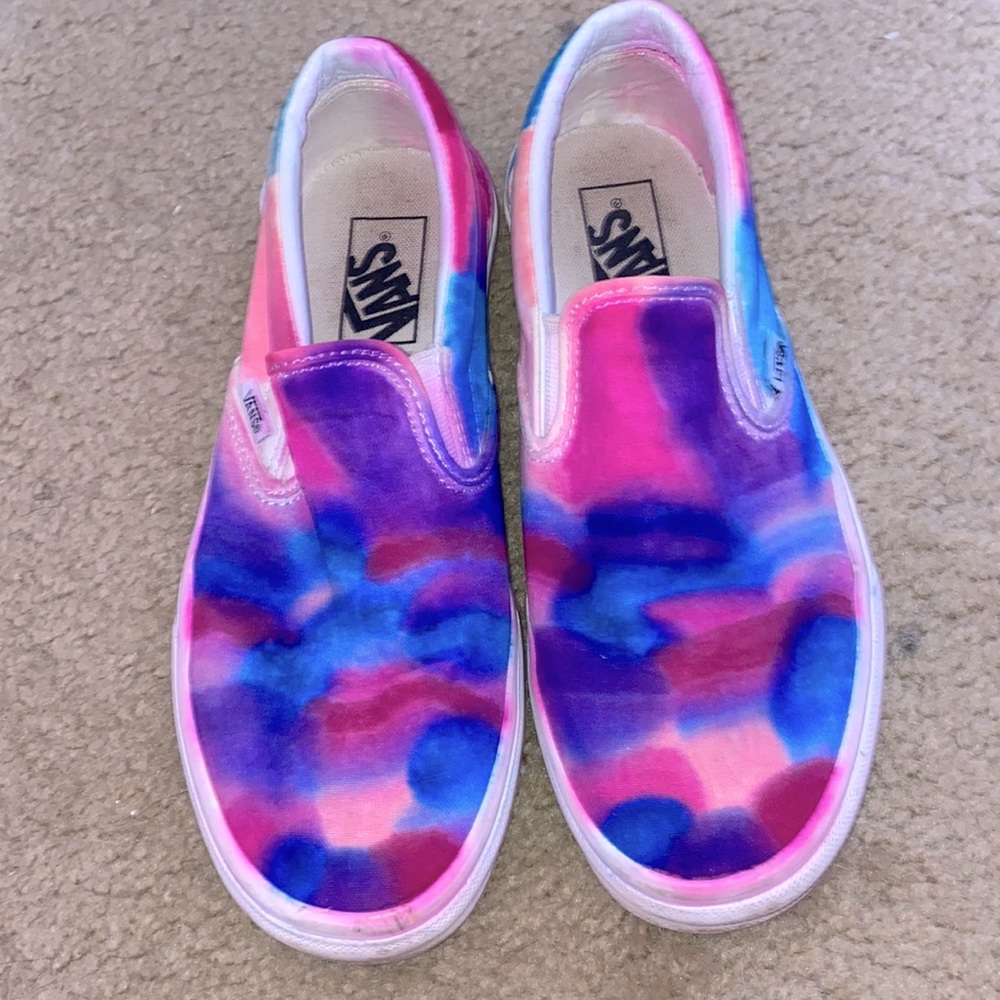 diy purple blue pink slip on vans
